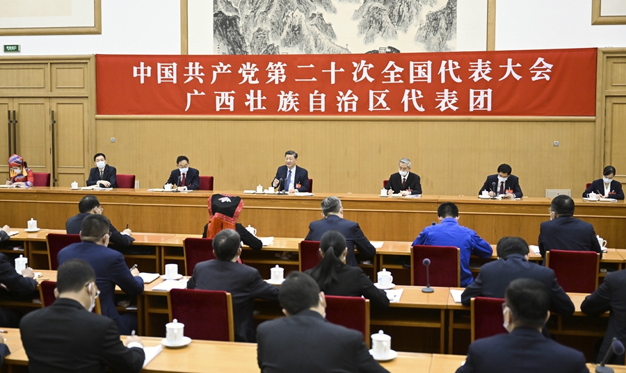 习近平在参加党的二十大广西代表团讨论时强调 心往一处想劲往一处使推动中华民族伟大复兴号巨轮乘风破浪扬帆远航(图2) 习近平在参加党的二十大广西代表团讨论时强调 心往一处想劲往一处使推动中华民族伟大复兴号巨轮乘风破浪扬帆远航(图2)
